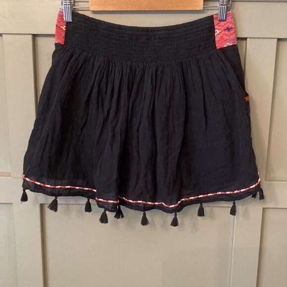 𝅺joie Posey Caviar Tassel Embroidered Mini Skirt With Pockets 100% Cotton Small - Picture 5 of 7